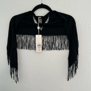 Beach Bunny Black Shrug Fringe Cover Up